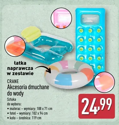 Fotel dmuchany do wody CRANE 102x94cm łatka naprawcza w zestawie promocja w Aldi