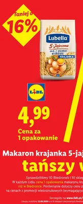 Makaron krajanka 5-jajeczna Lubella promocja w Lidl