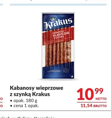 Kabanosy wieprzowe z szynką Krakus promocja w Makro