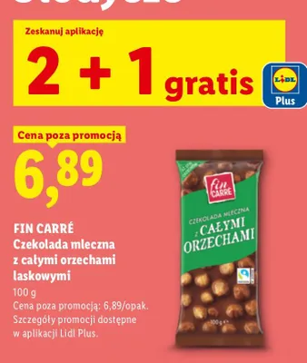 Czekolada mleczna z całymi orzechami laskowymi Fin Carré promocja w Lidl