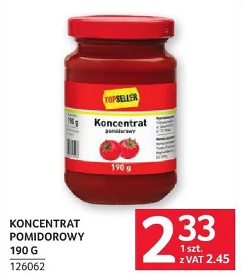 Koncentrat pomidorowy Topseller 190 g promocja w Selgros