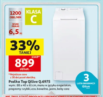Pralka Top Qilive Q.6975 promocja w Auchan
