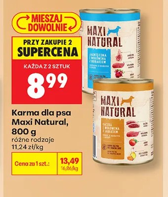 Karma dla psa Maxi Natural z kaczką i wołowiną z jabłkiem promocja w Biedronka