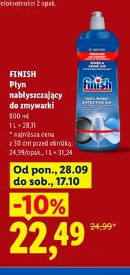 Płyn nabłyszczający do zmywarki Finish promocja w Lidl