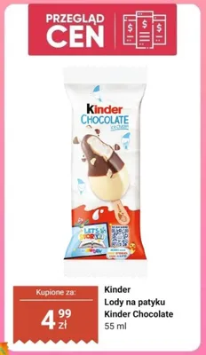 Lody na patyku Kinder Chocolate promocja w Dino