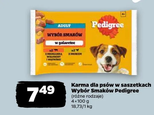Karma dla psów w saszetkach Pedigree Wybór Smaków promocja w Netto