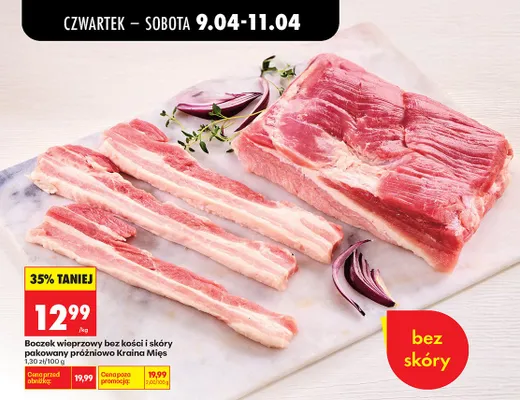 Boczek wieprzowy bez kości i skóry pakowany próżniowo promocja w Biedronka