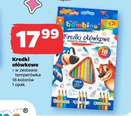 Kredki ołówkowe Bambino 18 kolorów promocja w Netto