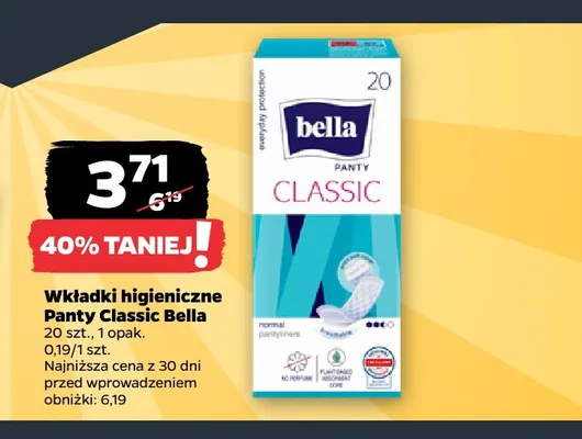 Wkładki higieniczne Panty Classic Bella promocja w Netto