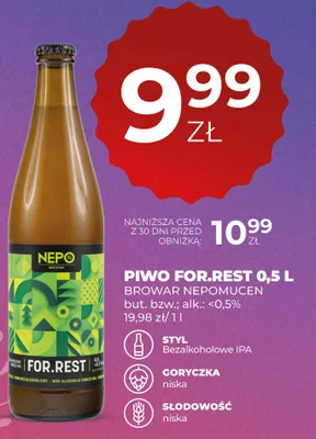 Piwo Nepomucen For.Rest bezalkoholowe IPA promocja w Duży Ben