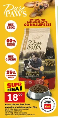 Karma dla psa Pure Paws wołowina z batatem sucha 2kg promocja w Twój Market