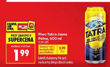 Piwo Tatra Jasne Pełne promocja w Biedronka