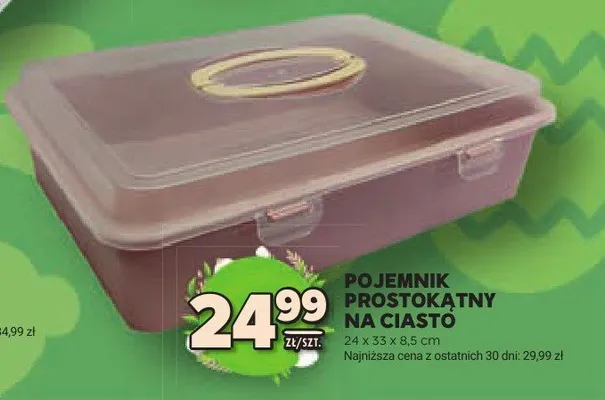 Pojemnik prostokątny na ciasto 24x33x8.5cm promocja w Stokrotka