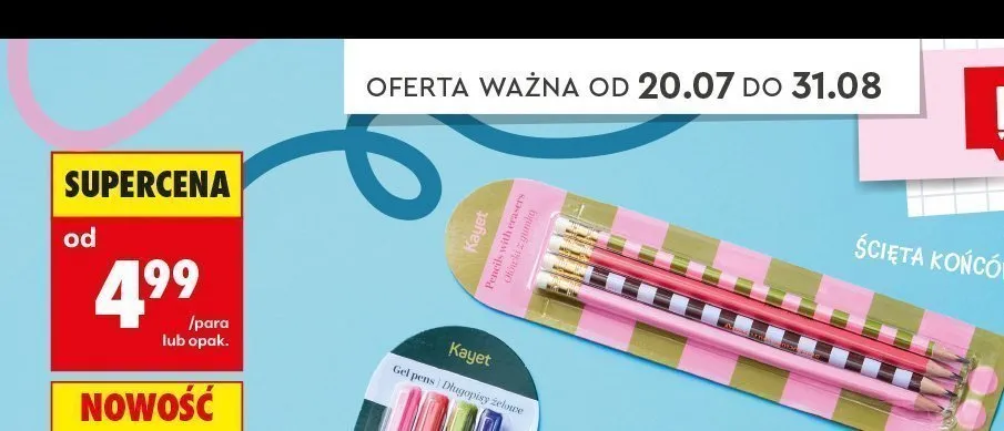 Ołówki z gumkami Kayet promocja w Biedronka