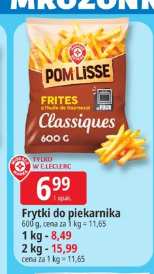 Frytki do piekarnika Pom Lisse Classiques promocja w Leclerc