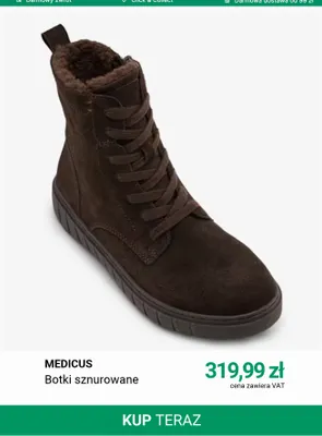 Botki sznurowane Medicus promocja w Deichmann