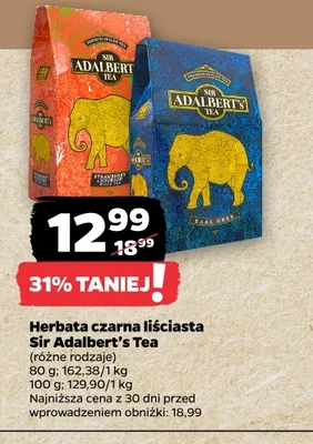 Herbata czarna liściasta Earl Grey Sir Adalbert's Tea promocja w Netto