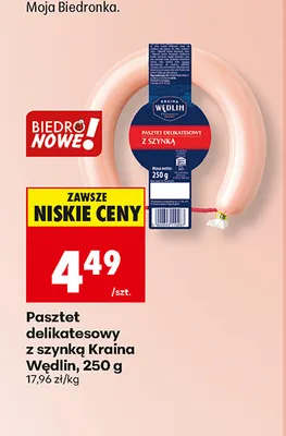 Pasztet delikatesowy z szynką Kraina Wędlin promocja w Biedronka