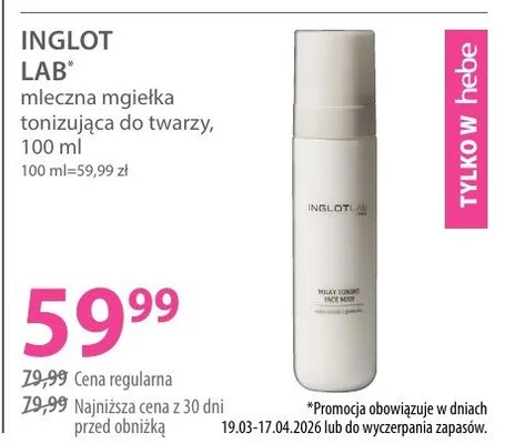 Mleczna mgiełka tonizująca do twarzy promocja w Hebe