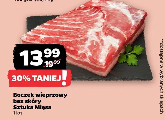 Boczek wieprzowy bez skóry sztuka mięsa promocja w Netto