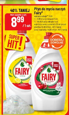 Płyn do mycia naczyń Fairy Clean & Fresh Granat promocja w POLOmarket