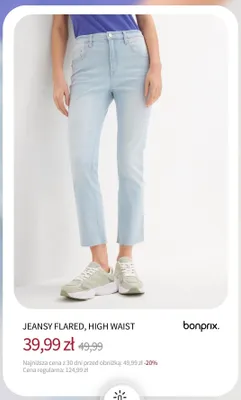 Jeansy flared high waist Bonprix promocja w bonprix