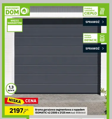 Brama garażowa segmentowa z napędem Isomatic promocja w Leroy Merlin