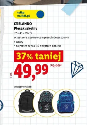 Plecak szkolny Crelando promocja w Lidl