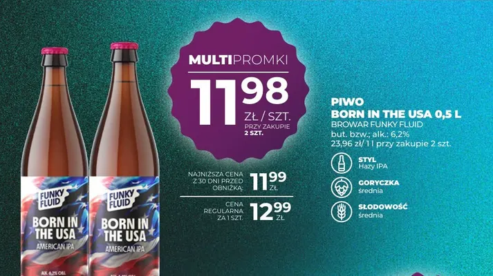 Piwo Born in the USA Browar Funky Fluid promocja w Duży Ben