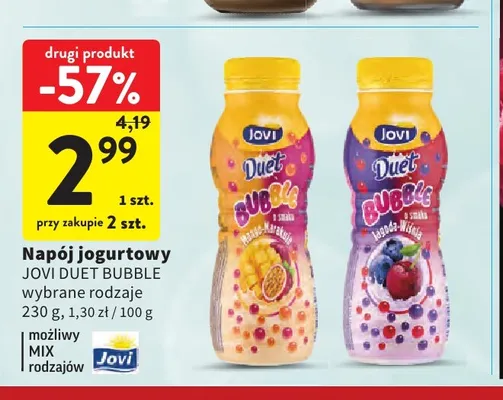 Napój jogurtowy Jovi Duet Bubble mango-marakuja promocja w Intermarche