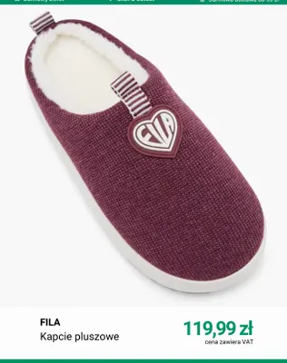 Kapcie pluszowe Fila promocja w Deichmann
