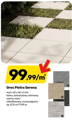 Gres Pietra Serena czarny 60x60x2 cm rektyfikowany mrozoodporny promocja w Bricomarche