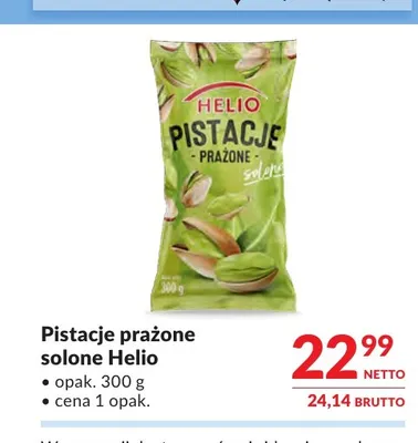 Pistacje prażone solone Helio promocja w Makro