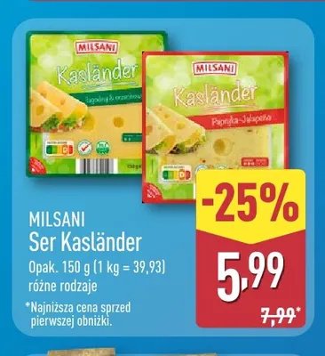 Ser Kasländer łagodny & orzechowy Milsani promocja w Aldi