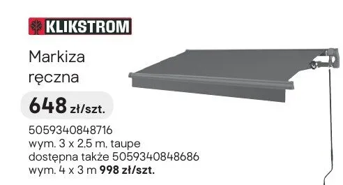 Markiza ręczna promocja w Castorama