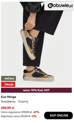 Sneakersy czarne Eva Minge promocja w eobuwie.pl