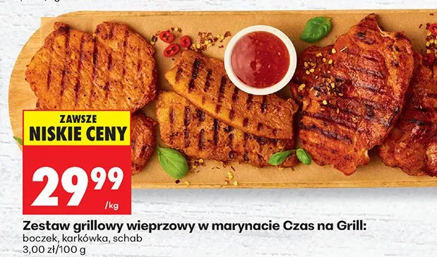 Zestaw grillowy wieprzowy w marynacie Czas na Grill: boczek, karkówka, szhab promocja w Biedronka