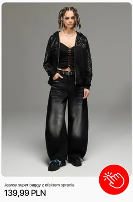 Jeansy super baggy z efektem sprania Cropp promocja w Cropp