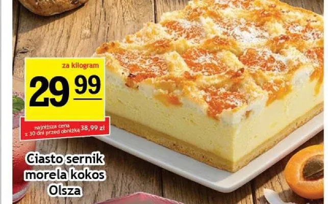 Ciasto sernik morela kokos Olsza promocja w Gram Market