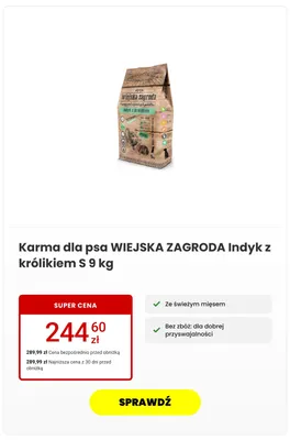 Karma dla psa Wiejska Zagroda Indyk z królikiem S promocja w Media Expert