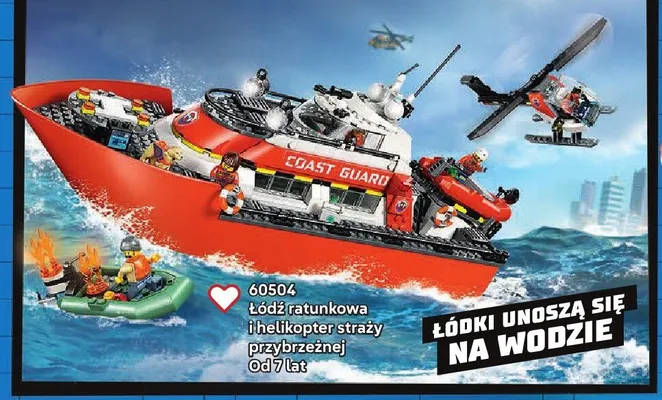Klocki LEGO City 60504 Łódź ratunkowa i helikopter straży przybrzeżnej promocja w LEGO
