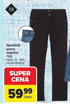 Spodnie jeans męskie TEX różne kolory promocja w Carrefour