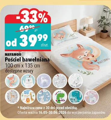Pościel bawełniana MAYAMOO 100cm x 135cm promocja w Biedronka Home