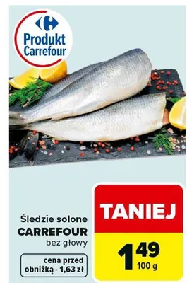 Śledzie solone bez głowy promocja w Carrefour