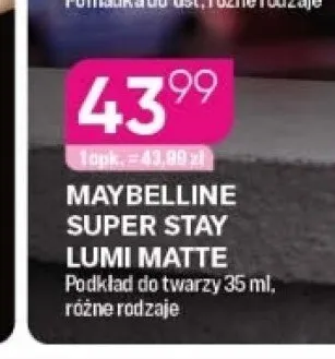 Podkład do twarzy MAYBELLINE Super Stay Lumi Matte 35ml promocja w Drogerie Koliber