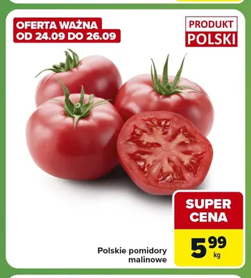 Pomidory malinowe polskie promocja w Carrefour Express