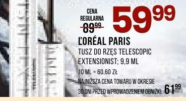 Tusz do rzęs Telescopic Extensionist promocja w Drogerie Natura