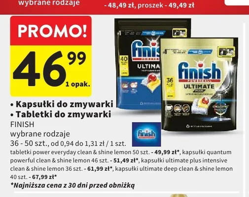 Kapsułki do zmywarki Finish ultimate plus intensive clean & shine lemon promocja w Intermarche
