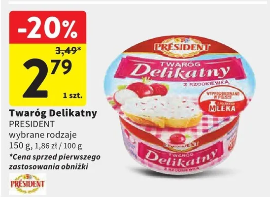 Twaróg Delikatny z truskawką promocja w Intermarche