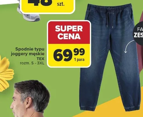 Spodnie typu joggery męskie promocja w Carrefour